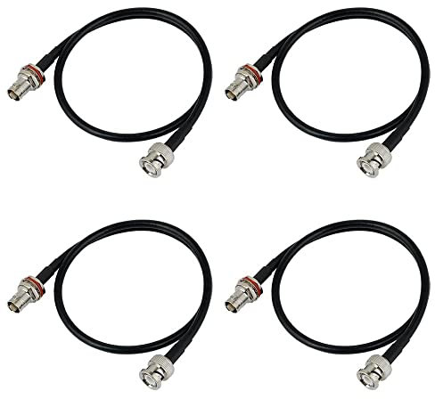Rhinos Antenna Extension Cable with BNC and Bulkhead Connector for Wireless Microphone Combination System, Lenght 20‘’ (4 Pack)