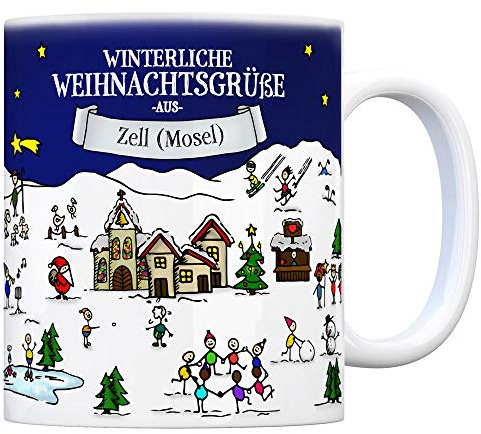 trendaffe Zell (Mosel) Weihnachten Kaffeebecher mit winterlichen Weihnachtsgrüßen - Tasse, Weihnachtsmarkt, Weihnachten, Rentier, Geschenkidee, Geschenk