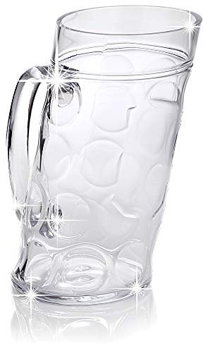 Mundgeblasenes Bierglas XL - Schiefer Masskrug - Beschwipste Mass, Neutral - Bayerischer Masskrug beschwipst - Maß aus Kristallglas - Neutral mit Gravurfeld