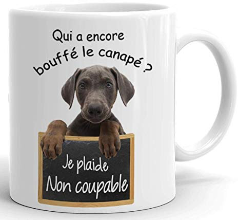 Cadeau Humour Original Mug Chien Coupable Weimar Rigolo Drole Humoristique Personnalisé Anniversaire Fête