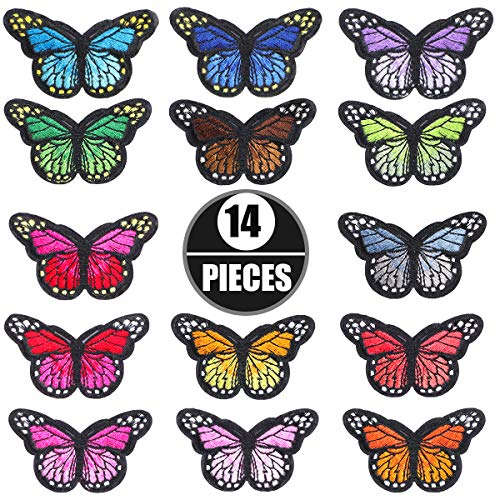 14 PCS Schmetterling Patches Zum aufbügeln, Applikationen zum Aufnähen, Aufnäher Patches Jean-Patche DIY-Zubehör für Jeans, Jacken, Kinderbekleidung, Tasche, Mützen