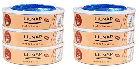 LILNAP - 6 Recambios compatible con el contenedor de pañales Angelcare - recarga multicapa con tratamiento EVOH antibacteriano (nuevo modelo)