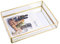 Vassoio in Vetro Dorato a Specchio, Dorato Vassoio Specchio Porta Profumi Vassoi Portagioie Vassoio Bagno Portaoggetti Vintage Vassoio Decorativo organizer per Vanità Comò Bagno Camera da Letto(L)