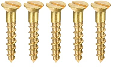 sourcing map Bois Vis M2 x 12mm Fendu Plat Tête Laiton Autotaraudant Vis 50 Pcs