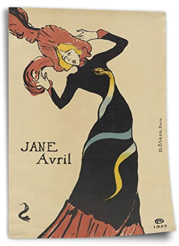 Printistico Poster Henri de Toulouse-Lautrec - Jane Avril Kunstdruck ohne Rahmen, Wandbild - A4, A3, A2, A1, A0, XXL - Wohnzimmer, Schlafzimmer, Küche, Deko