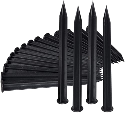 50 chiodi in plastica, 18 cm, per bordo del prato, chiodi di fissaggio in plastica, colore nero