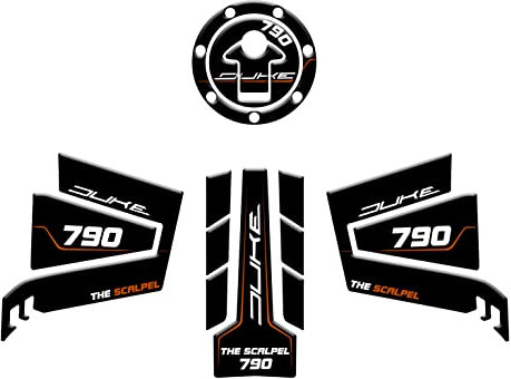 Tankschutz-Set, seitliche Schutzabdeckungen, Kappenschutz, geharzt, 3D-Effekt, kompatibel mit KTM Duke 790 The Scalel (Orange v2)