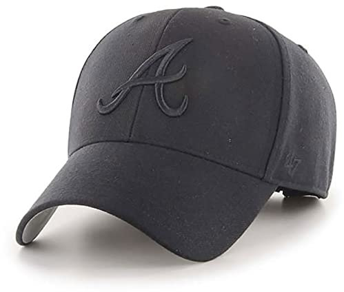 47 Atlanta Braves Mütze für Herren und Damen, verstellbar, Baseballkappe, MVP-Stil, Schwarz, Einheitsgröße, Schwarz, Einheitsgr��e