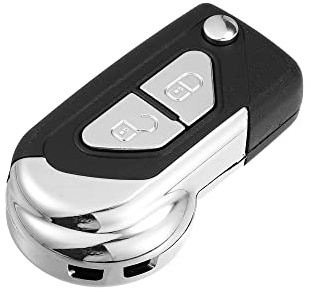 X AUTOHAUX Coque De Clé Télécommande 2 Boutons pour DS DS3 09-20 1pc | Pour DS4 2011-2018, Lame VA2, Plastique Métal, Noir Argent, 6.8x3.6cm, Protection Rayures, Remplacement Coque