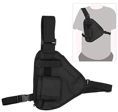 Funk Holster, Funk Brustgurt, Walkie Talkie Brusttasche, Tragbare Weste, Brusttasche mit Mehrlagiger Tasche, 10,2 X 6,69 Zoll, Einzelne Funkgerätetasche mit Verstellbarem Schultergurt, Schwarz