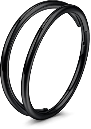 VFUN 20G 10MM Nasenring Piercing 316L Edelstahl Nasenpiercing Segmentring Septum Piercing Nasen Damen Conch Piercing Ring Helix Knropel Ohrring Hinged Clicker Nose Ring Schwarz