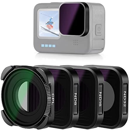 NEEWER ND Filter Set Kompatibel mit GoPro Hero 13 12 11 10 9 Black, 4er Pack (ND8 ND16 ND32 CPL), Mehrfach beschichtet HD dünne Neutraldichte Polarisator Objektivfilterset, Action Cam Zubehör, Schwarz