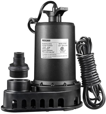 WASSERMANN - 1/2HP Submersible Water Pump, 3300GPH Thermoplastic Pump, Portable Clean/Dirty Transfer Electric Sump Pump for Pool, Tub, Garden, Drain Pond with