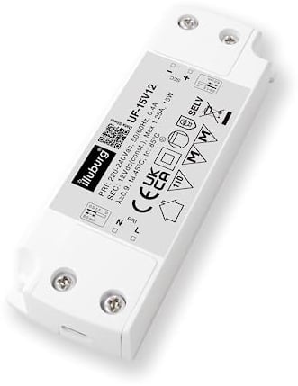 illuburg Transformateur LED 12V 15W Ultra Fin Plat Sans Scintillement LED Bloc d'Alimentation Driver Power Supply