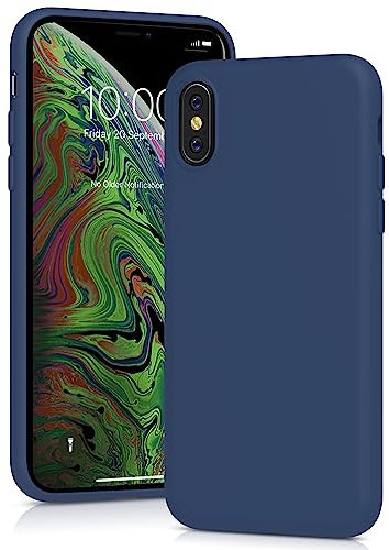 YATWIN Silicone Case for iPhone X/XS, Soft-Touch, Shockproof, DustProof, Antiskid Full Body Armour Phone Cover for Apple iPhone X/XS - Dark Blue