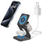KU XIU X40 3 in 1 Charging Station for Apple Devices, Foldable Wireless Charger for iPhone 16 15 14 13 12 Pro/Max/Plus, 5W Fast Charger for Apple Watch, AirPods Pro/2/3/4 - Black