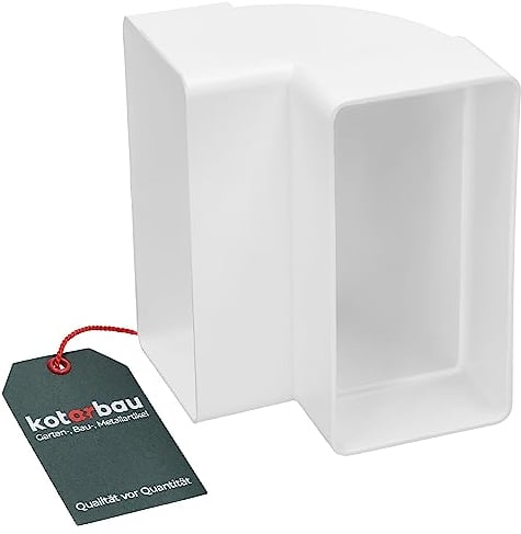KOTARBAU® Umlenkstück 110 mm x 55 mm Vertikal Rechteckiger Kanalbogen Senkrecht 90° Flachkanal Eckig Kunststoff Winkel Weiß Kanalverbinder Abluft Zuluft