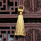 15 Pieces 3 cm Mini Quastenanhänger, Seidige Mini Fransen Bunte Tassels Weich Troddel Quasten Anhänger Lesezeichen Quaste Bastelquasten für Schlüsselbund, Geschenkanhänger, Schmuckherstellung(Gold)