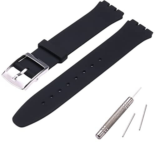 MCXGL Silikon Ersatzarmband Ultra-Thin Damenuhrband Kompatibel mit Swatch Skin Serie Uhrenarmband (16mm) (schwarz)