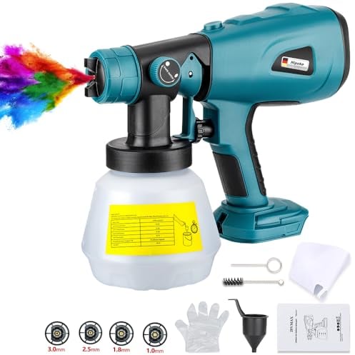 Cordless Paint Sprayer Compatible with Makita 18V Lithium Battery,Hipoke HVLP Paint Sprayer Gun for Fencing Decking Wall Ceilings Home Furniture