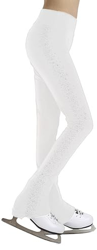 inhzoy Mädchen Eislaufhose Glitzer Eiskunstlauf Leggings Mit Strasse Kinder Stretch Sportleggins Gymnastik Turnhose Ballett Tanz Strumpfhose Weiß 158-164