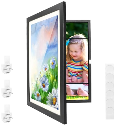 Bilderrahmen Kinderzeichnungen A3 Set, 34X46cm A3 Frontöffnung Bilderrahmen Aufklappbar, A3 Kunstfoto Rahmen Kinder Kunst Bilderrahmen für Kinderzeichnungen, Schule, Kunstprojekte, Büro, Zuhause(A3-1)