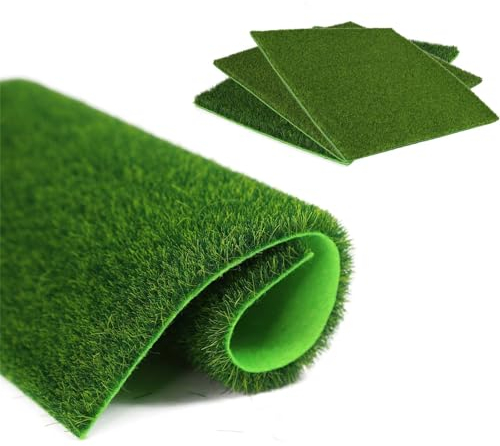 Evemodel 20 * 20 cm Grasmatte Miniatur Kunstrasenmatte für die Gestaltung von Modell Landschaften Miniatur (10Stk. 3mm)