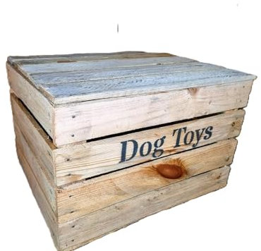 Large Dog Toys Chest Storage Collection Tidy Box Wooden Crate Gift Organiser - WITH A LID