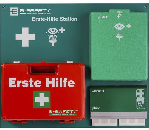 kaiserkraft | Erste-Hilfe-Station | CLASSIC No 1, inkl Augenspülflaschen-Wandbox, Pflaster, Erste-Hilfe-Koffer