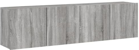 vidaXL TV Wandschrank 2 STK., TV Schrank mit viel Stauraum, Wandmontage Fernsehschrank Regal, Hängeschrank TV Möbel Ständer, Modern, Grau Sonoma