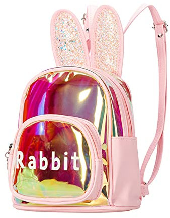 IAZE Zaino Glitterato, Zaino Coniglio Glitterato Rosa, Zaino Leggero Resistente all'Acqua per Bambine, Zaino Scolastico per Bambini Piccoli