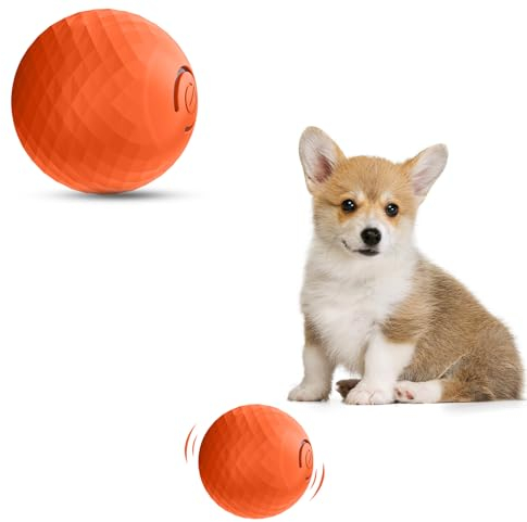 Osinaga Balle Interactive pour Chien, Balle roulante Durable et Automatique, Balle d'entraînement pour Chiots/Petits Chiens/Chiens de Taille Moyenne, Balle-Jouet Anti-mâchouillement (Red)
