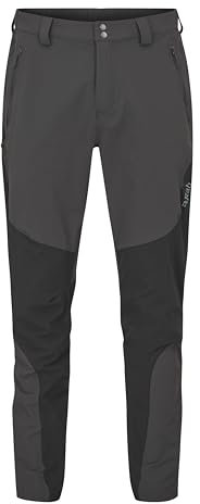 Rab Men's Torque Mountain Pants - Durable Softshell Active Trousers for Hiking, Trekking, & Climbing - Anthracite/Black - 36/32 Inseam