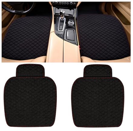 CGEAMDY 2 Stück Autositzkissen Aus Leinen, Universell Leinen Sitzauflagen, Atmungsaktiv Auto Fahrzeug Sitzschutz Vordersitzbezüge- Bequem Und Atmungsaktiv(Schwarz)