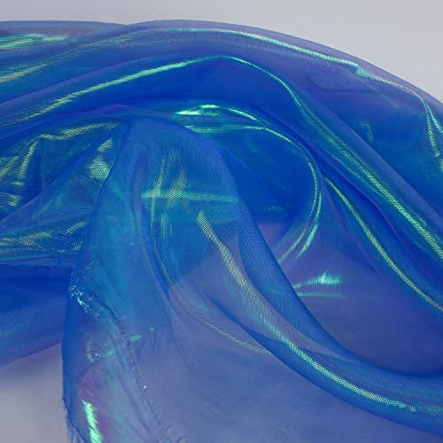 glänzender, schillernder Voile-Organza-Stoff für die Schneiderei, 150 cm breit, Meterware (Blau)