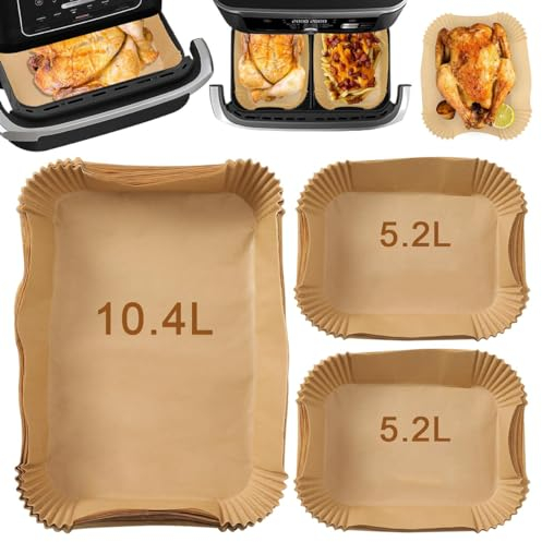 EHOTER Papier Friteuse Jetable Papier Cuisson pour Ninja Foodi Flex Air Fryer 10.4 L AF500EU Accessoires pour Ninja AF500EU (100 Pièces)