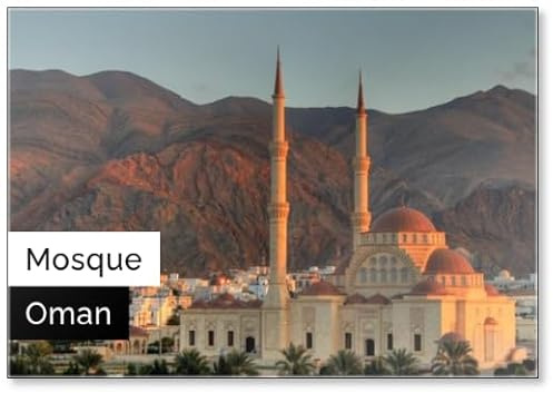 Kühlschrankmagnet Moschee mit zwei Minaretten in Maskat, Oman,