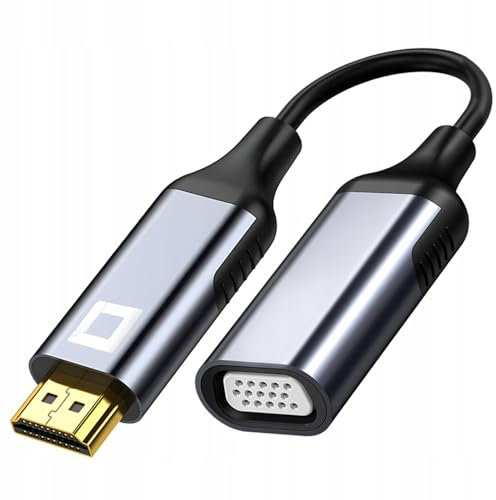 Co2 Adaptador HDMI a VGA D-Sub 2K/60Hz, Full HD 1080p, Plug&Play, Chapado en Oro, Cable de un Solo Sentido, Convertidor, Compatible con Ordenadores portátiles, monitores, Aluminio Gris Espacial (2K)