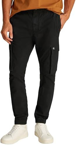 Calvin Klein Pantalón Cargo Hombre Skinny Fit, Negro (CK Black), 33W