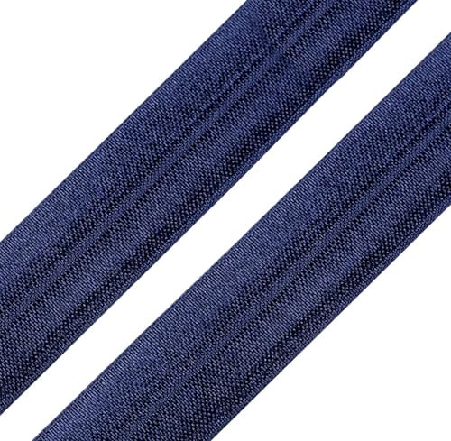 1m Einfassband 20mm hochelastisch 44% Elastan gefalzt Meterware Faltgummi Schrägband Farbwahl, Größe:20mm, Farbe:nachtblau