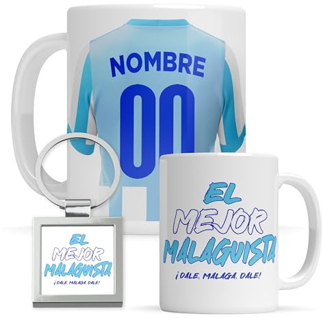 Taza personalizada Málaga - Regalo Original para aficionados del Futol - Personaliza tu taza de desayuno - Taza de Desayuno café