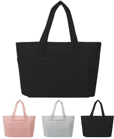 Tokeya Bolso Tote Mujer Ligero Bolsos Bandolera Mujer Elegante Universidad Tote Bag con Múltiples Bolsillos y Cremallera Ordenador Portátil Bolsa de Hombro para Trabajo Compras Escuela Viajes, Negro
