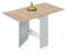 duehome | Mesa Auxiliar con Alas Abatibles, Mesa Cocina, Acabado en Color Blanco Artik y Roble Canadian, Modelo Nolix, Medidas: 77 cm (Largo) x 31-140 cm (Ancho) x 79 cm (Alto)