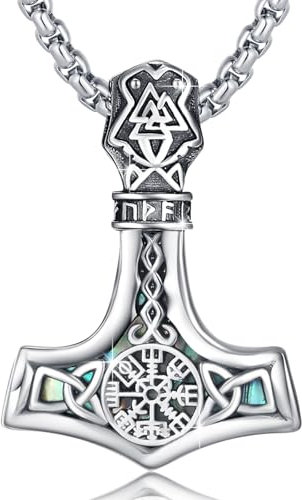 PARYFO Thor, collana con martello di Thor, in argento Sterling 925, ciondolo a forma di martello, ciondolo celtico, amuleto vichingo, mitologia nordica, gioielli regalo per uomini e donne e ragazzi