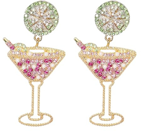 ZYEKIU D'Oreilles en Verre vin pour FemmeVerres Champagne D'Oreillesboucles | Boucle D'Oreille Femme Femmes Amusantesoreilles Breloques Creation Bijoux Oreille Earrings for Women (Rose Rouge)