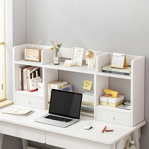 Solid Wooden Desktop for Dorm and Home, Desk Shelves for Top of Desk - Dorm Office Shelf, Computer Desk Hutch - Furniture Storage Cabinet for Living Room - Desktop,White,L,120cm
