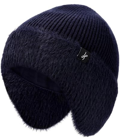 HAMUNI Winter Fleece-Beanie mit Ohrenschützern,Warme Winddichte Strickmütze für Damen & Herren, Ideal für Skifahren, Wandern & Outdoor-Aktivitäten