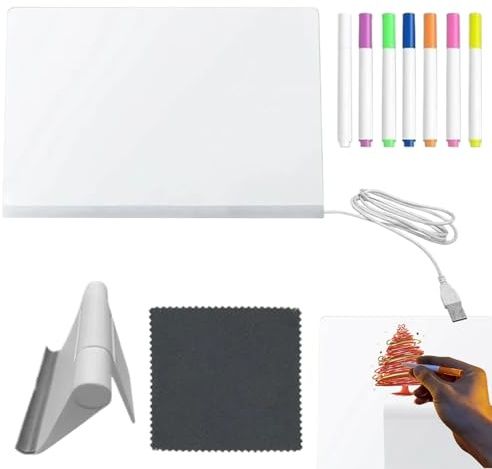Planche à Dessin Lumineuse | Ardoise Dessin Enfant avec 7 Stylos à Séchage Rapide,Podium Écriture Luminieuse Maison Maternelle Intérieur
