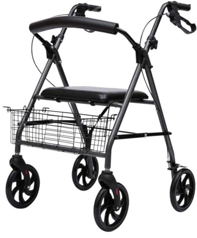 Rollator Gehgestell Klappwagen Leichter Aluminium Gehwagen 4 Räder Antriebe Wagen Sitz Korb Bremsbar