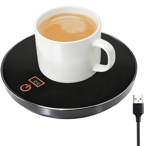 Coffee Mug Warmer USB 24H Auto Shut off Adjustable Electric Beverage Cup Warmer Control with 3 Temperature Settings 45 55 65℃ Heated Coaster for Home Office Milk Tea Candle Hot Drinks Desk Bedroom
